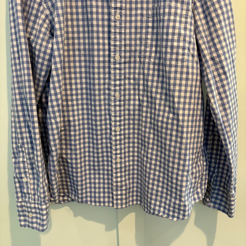 J.Crew Men's XXL Slim Fit Flex Washed Gingham Button Down Shirt Blue White - Picture 10 of 11